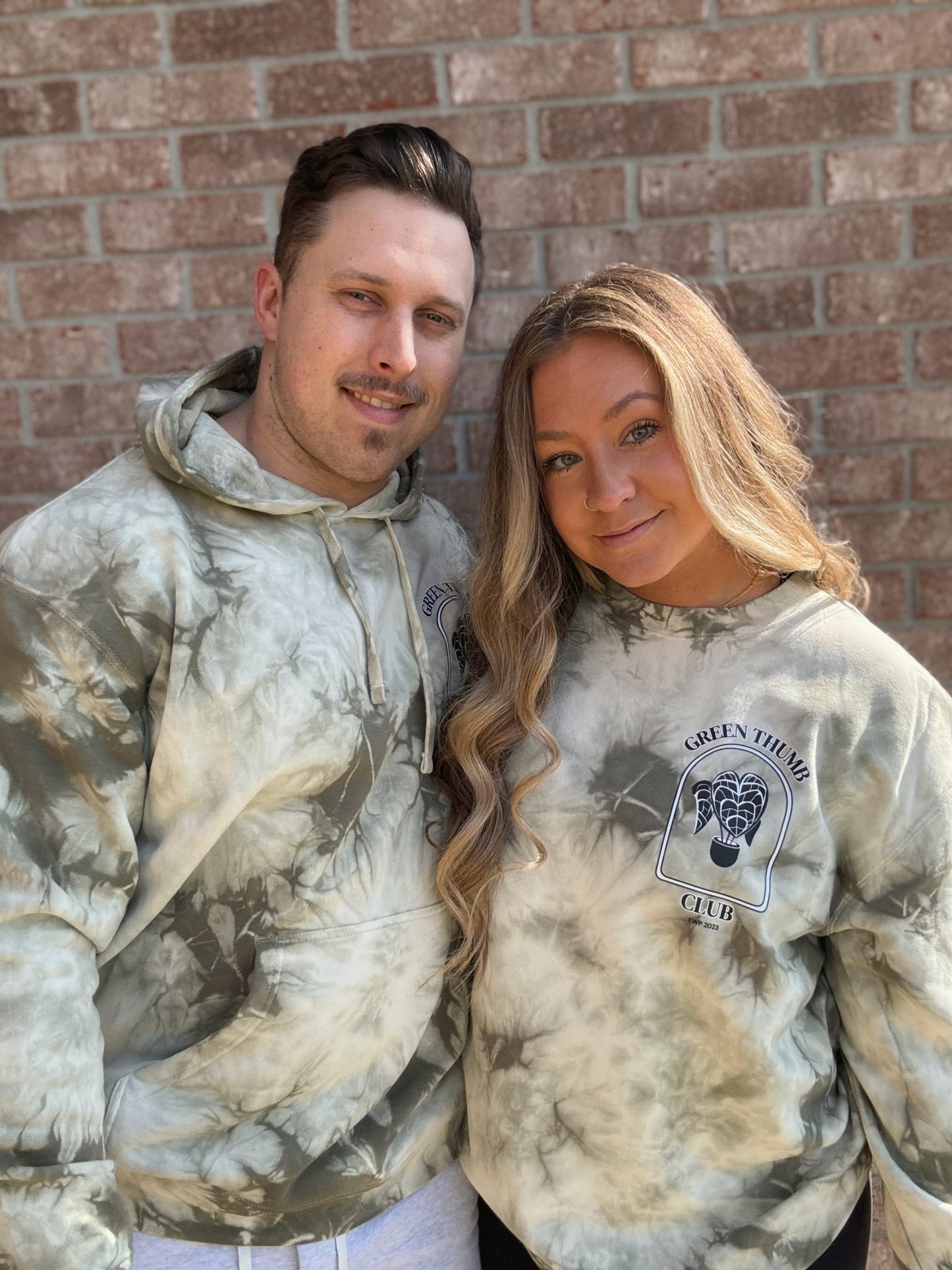 "Green Thumb Club" Olive Tie Dye Crew/Hoodie