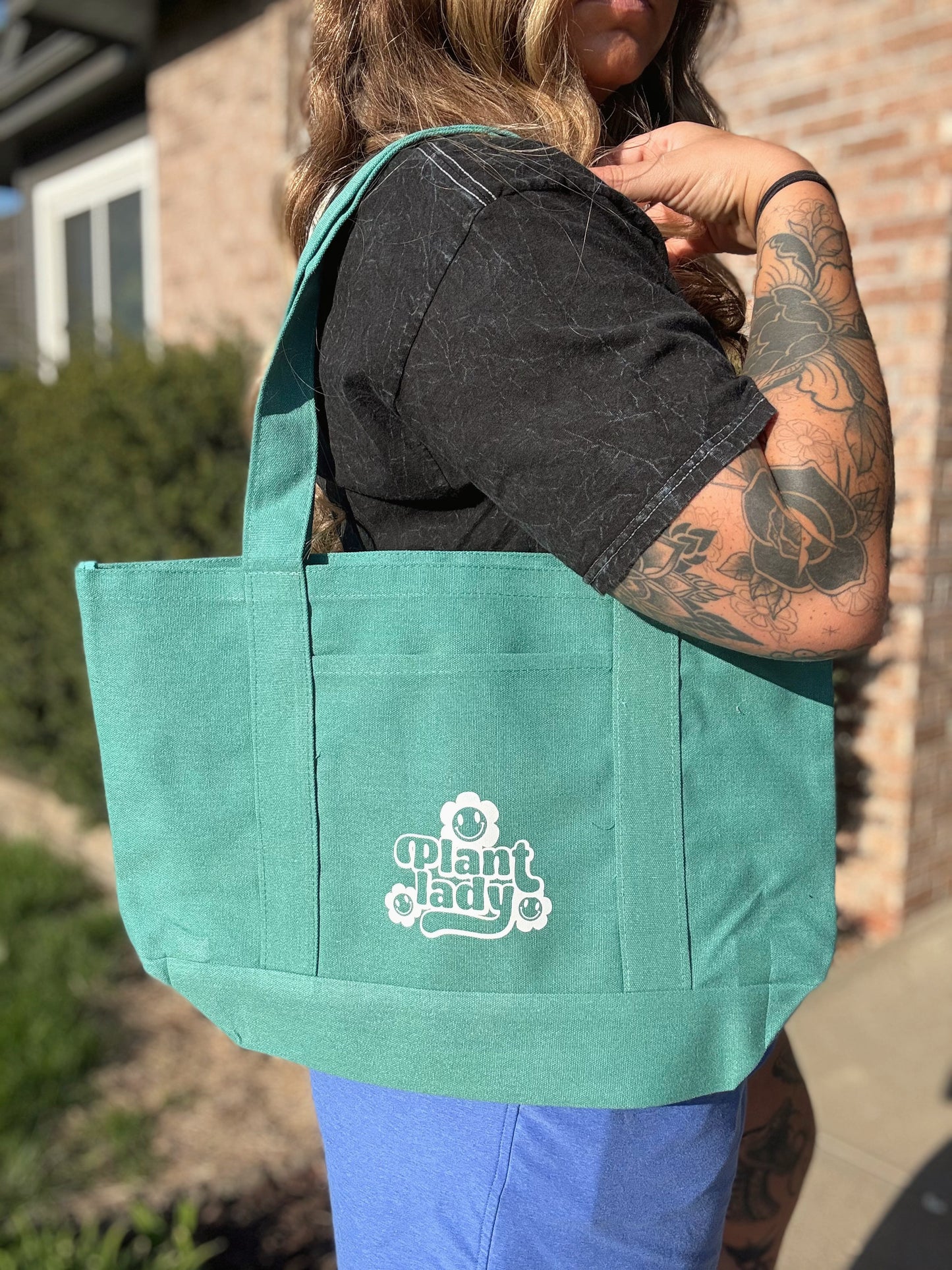 "Plant Lady" Seaglass Green Tote