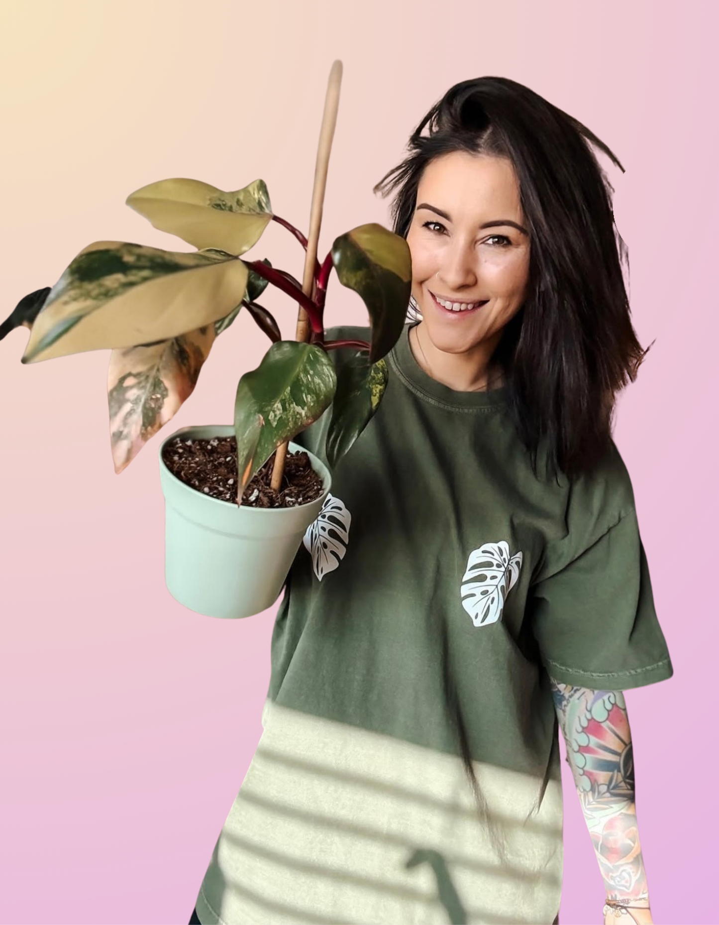 Hemp Green Monstera Twins