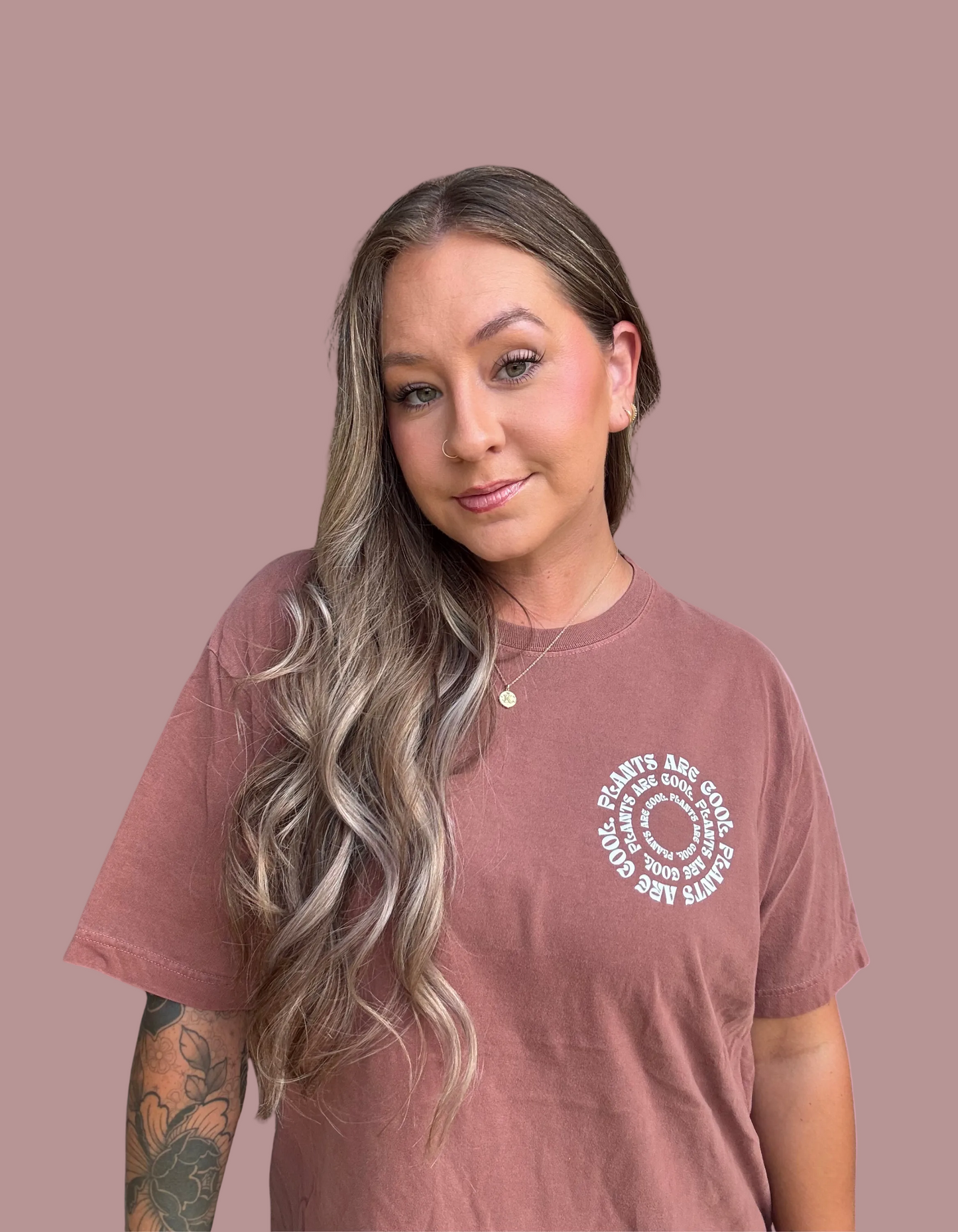 "Plants are Cool" Washed Chestnut Tee