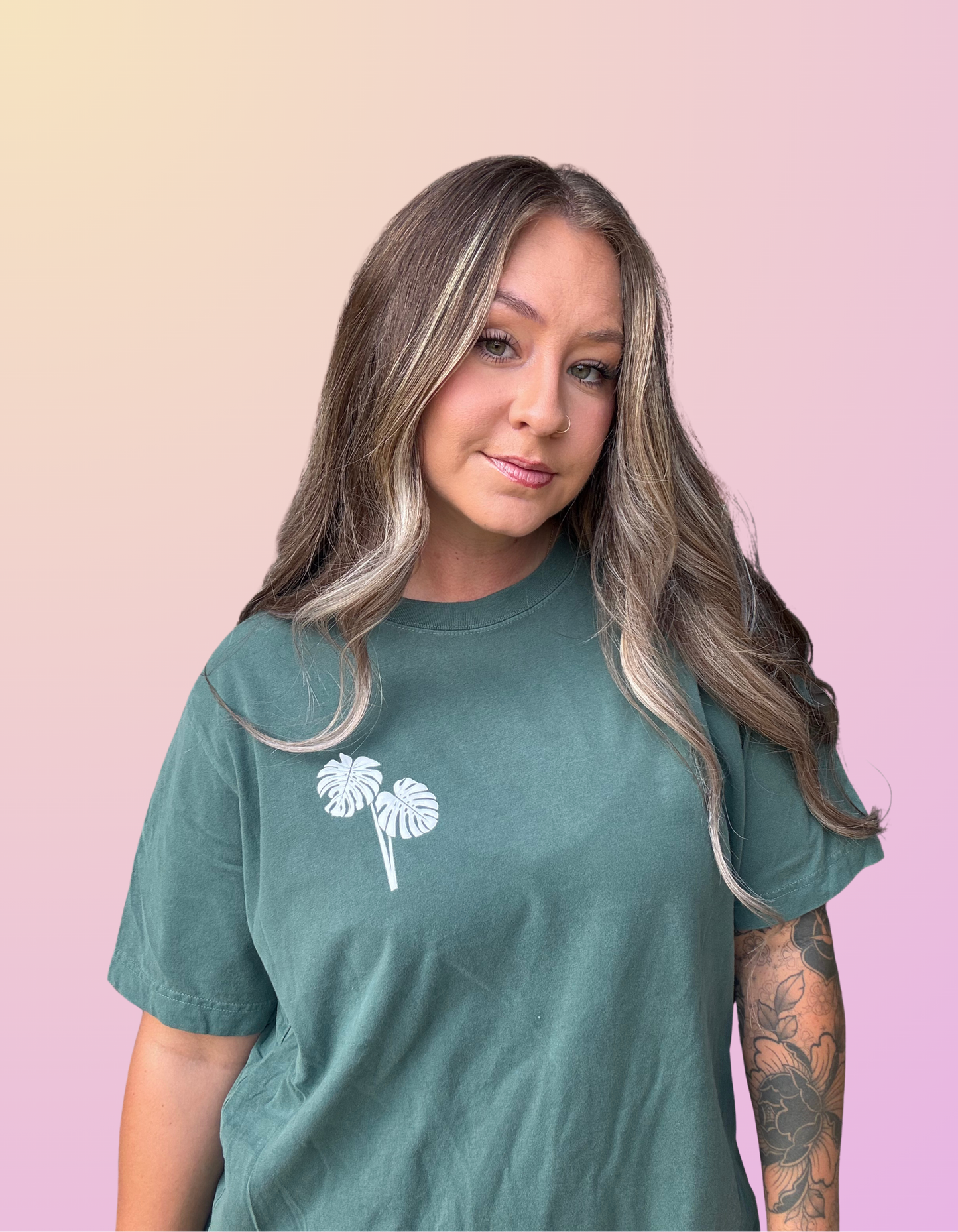 Puffy "Monstera" Washed Pine Tee