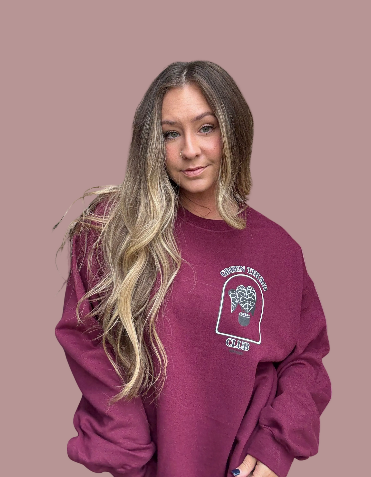 "Green Thumb Club" Maroon Crewneck