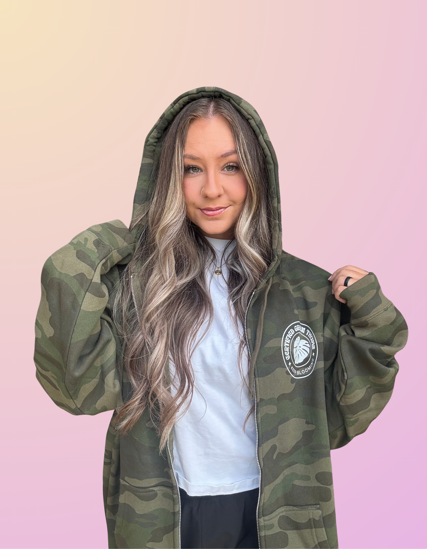 "Certified Green Thumb" Camo Full-Zip Hoodie