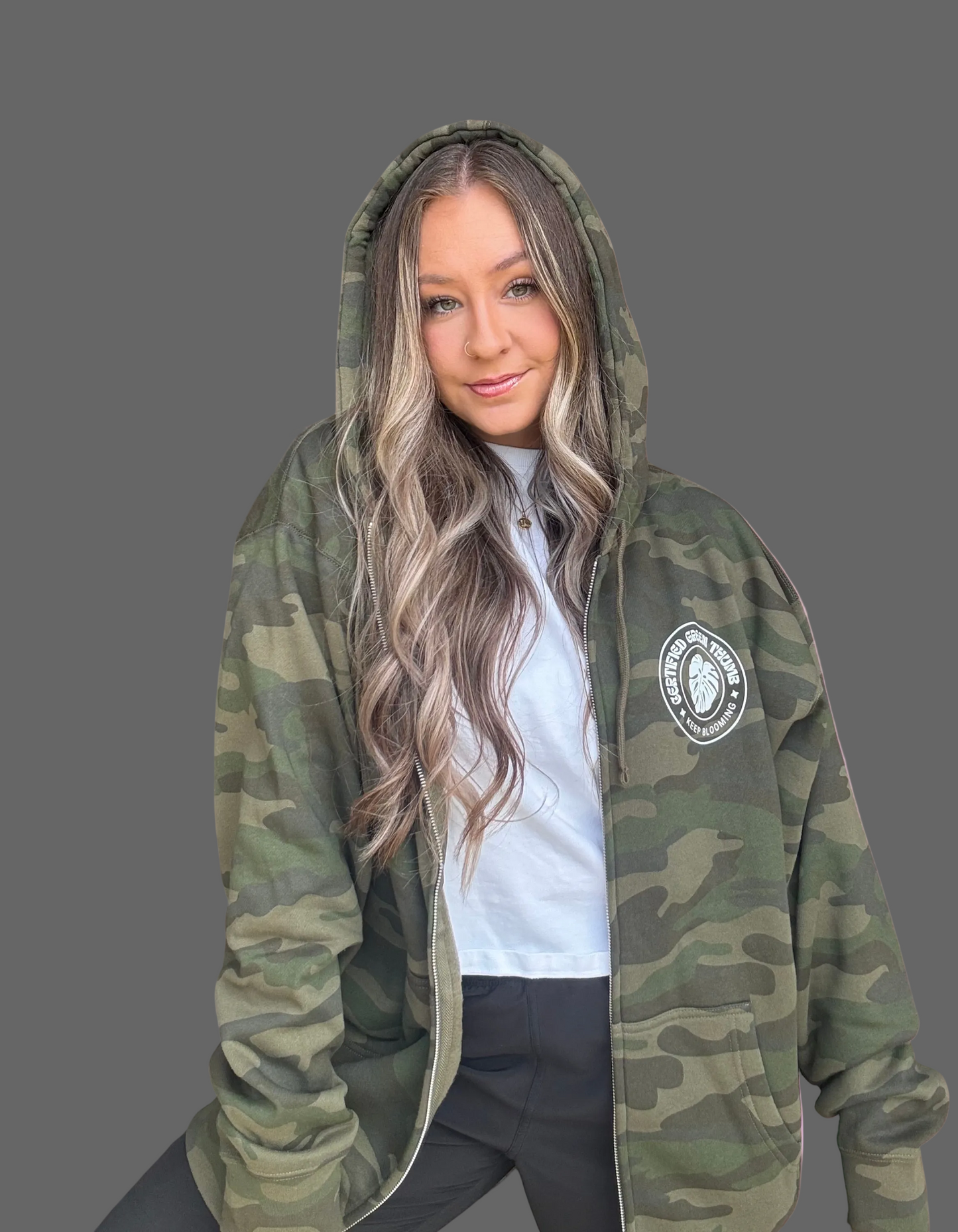 "Certified Green Thumb" Camo Full-Zip Hoodie