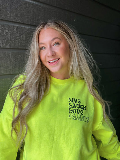 Neon Live Laugh Love Crewneck