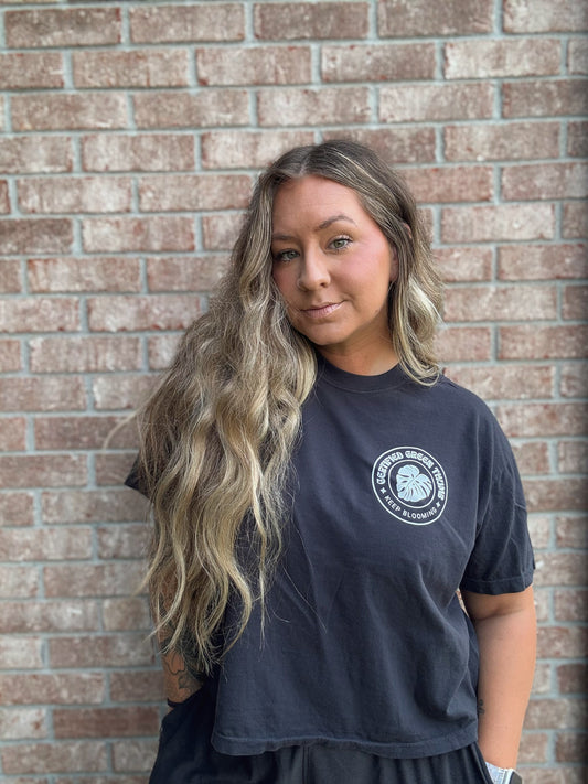Black "Certified Green Thumb" Boxy Crop