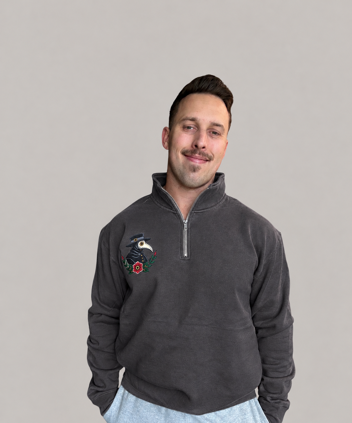 "Plague Doctor" Quarter Zip Sweatshirt