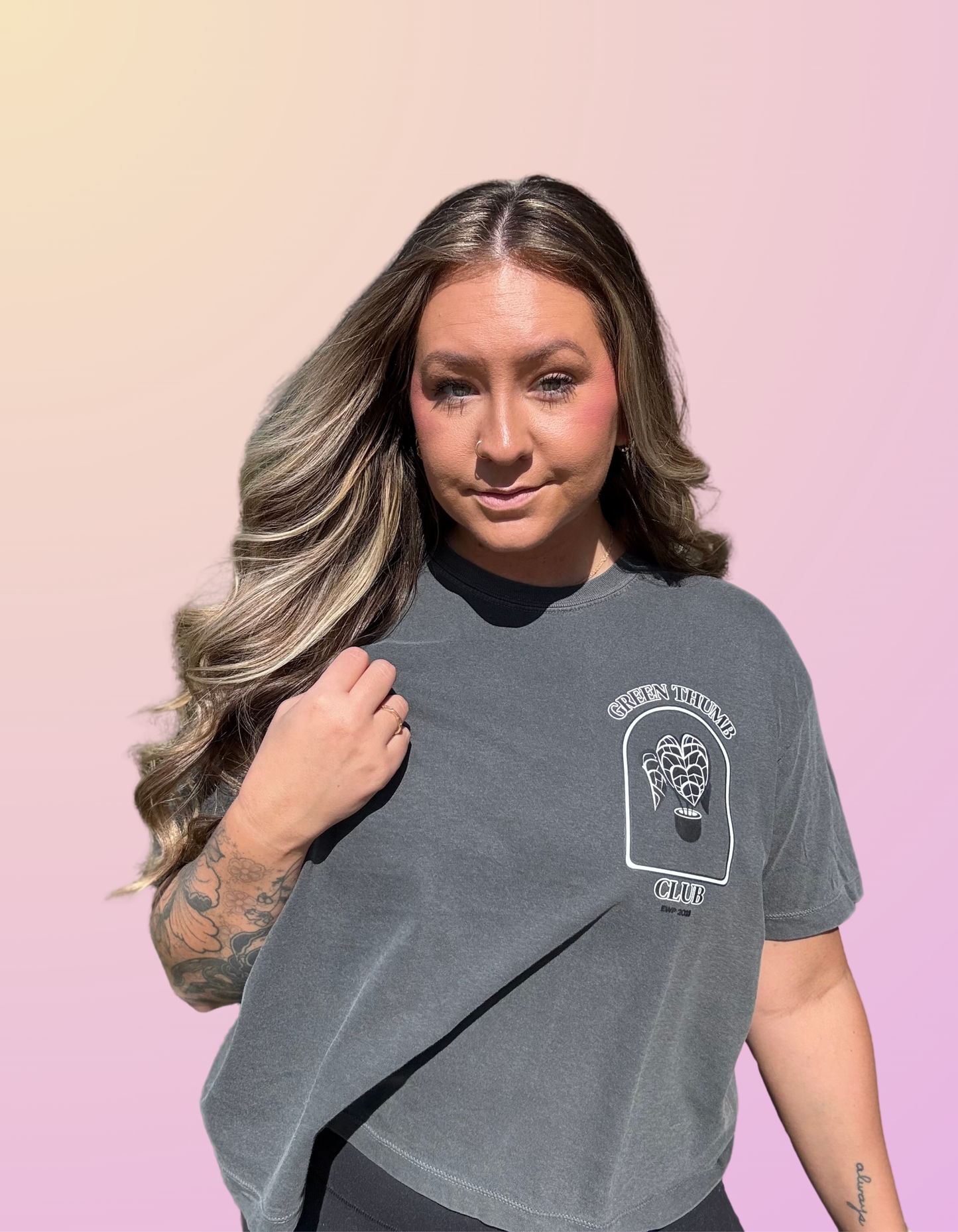 "Green Thumb Club" Boxy Crop