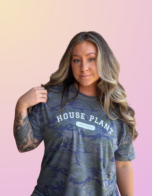 "Houseplant University" Vintage Camo Tee