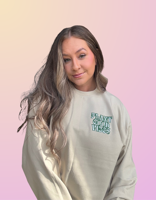 Puffy "Plant Good Vibes" Sand Crewneck