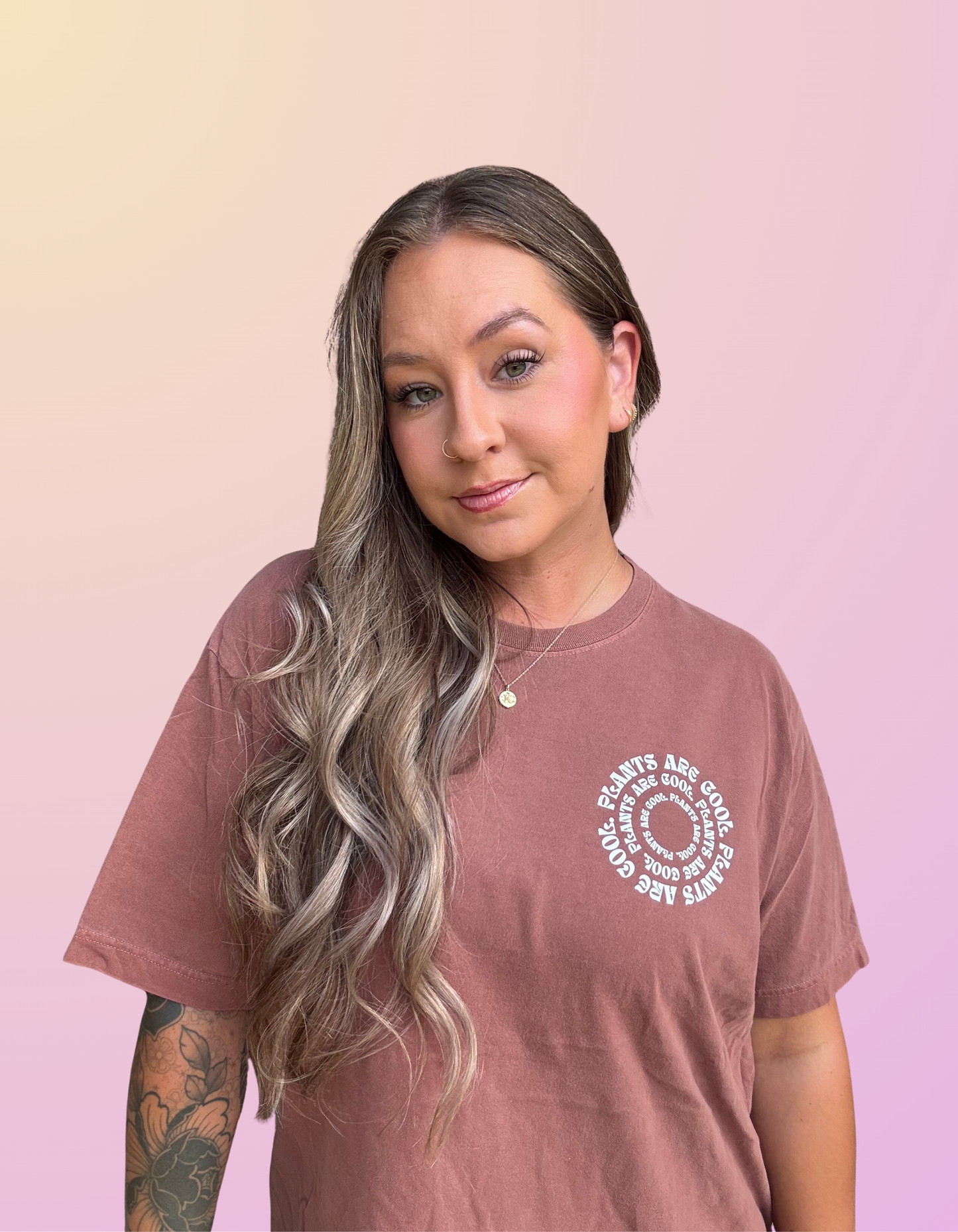 "Plants are Cool" Washed Chestnut Tee