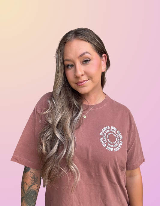"Plants are Cool" Washed Chestnut Tee