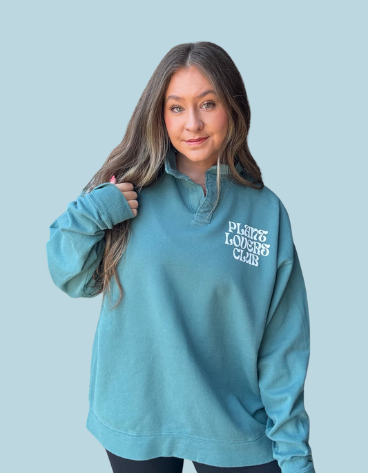 "PLC" Cactus Polo Collar Sweatshirt