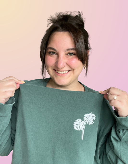 Puffy "Monstera" Washed Pine Long Sleeve Tee