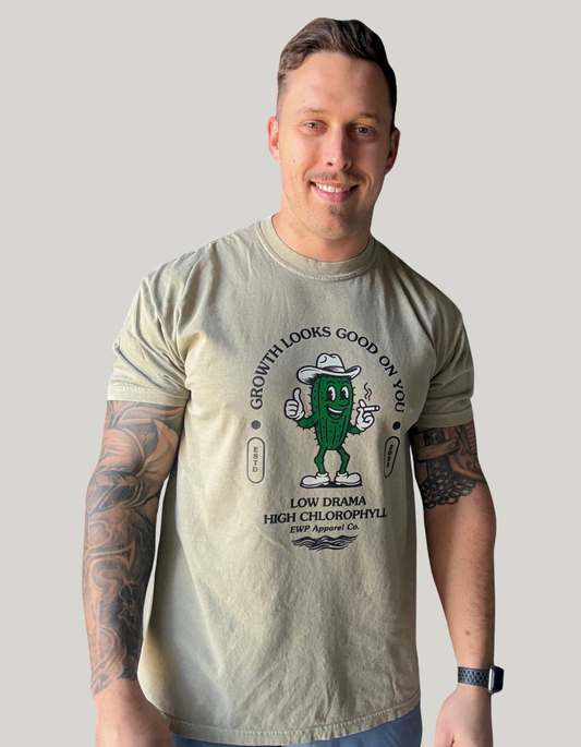 "Growth Looks Good" Khaki Tee