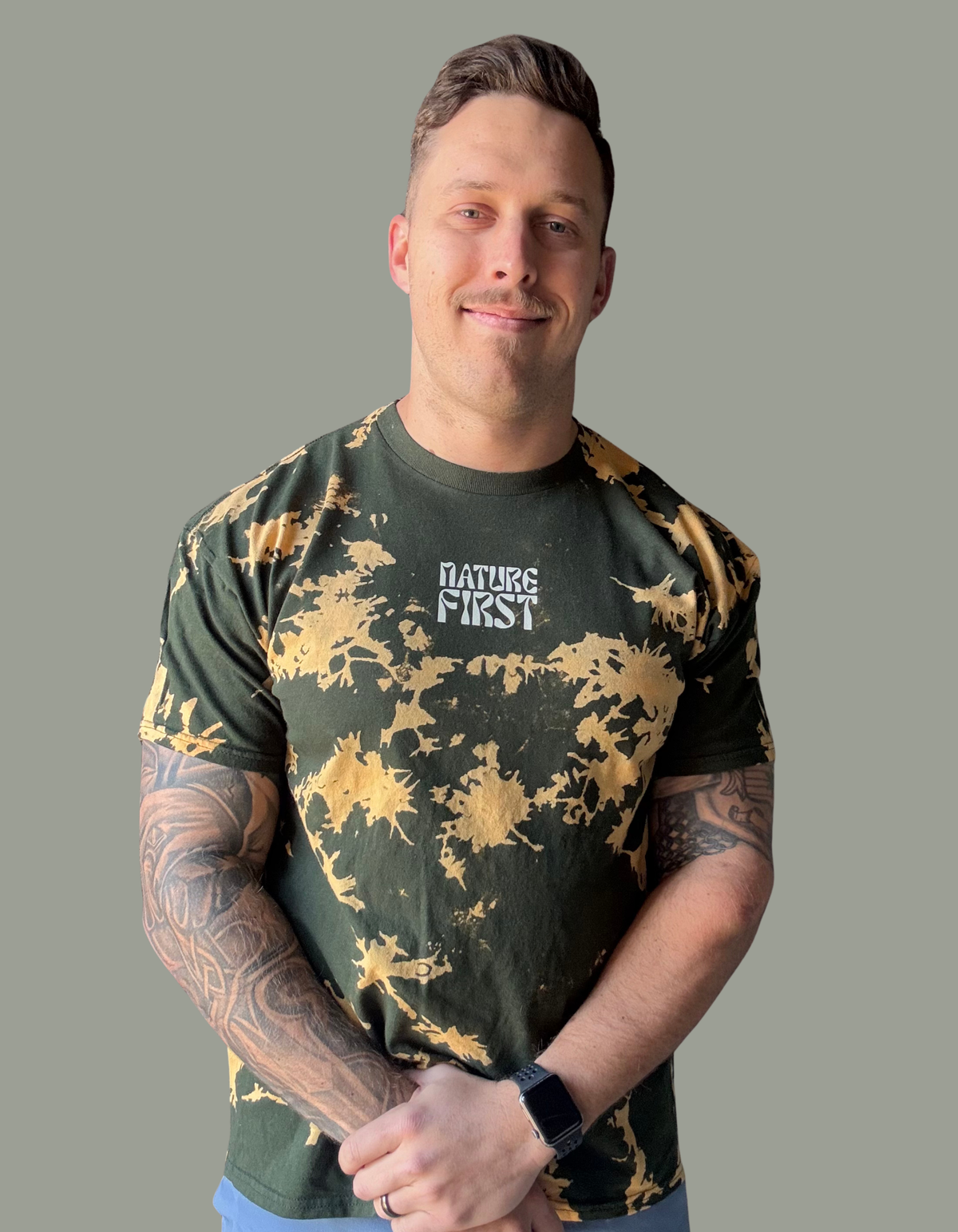 "Nature First" Green Bleach Tee
