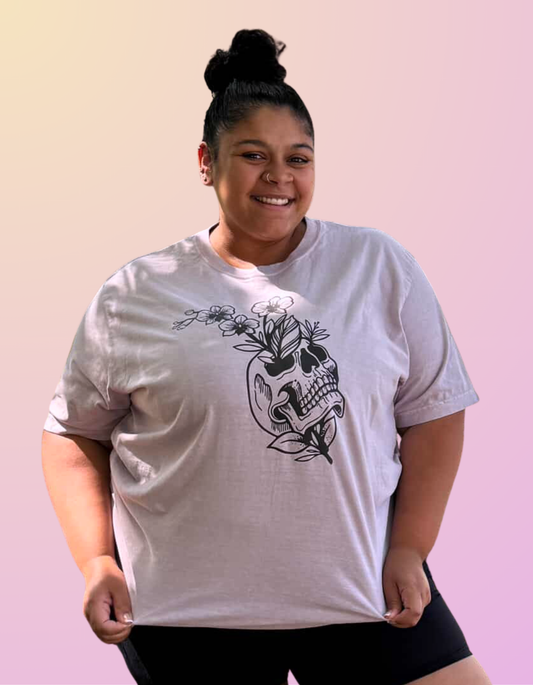 "Orchid Skull" Washed Lavender Tee