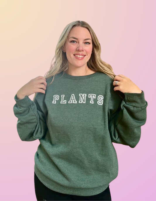 Puffy "PLANTS" Heather Forest Crewneck