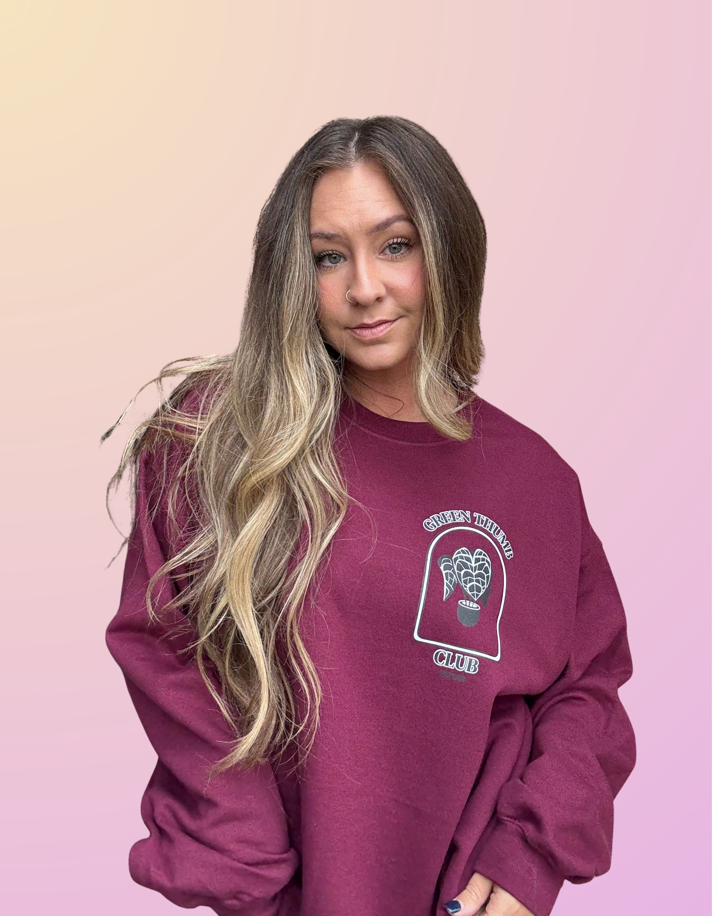 "Green Thumb Club" Maroon Crewneck