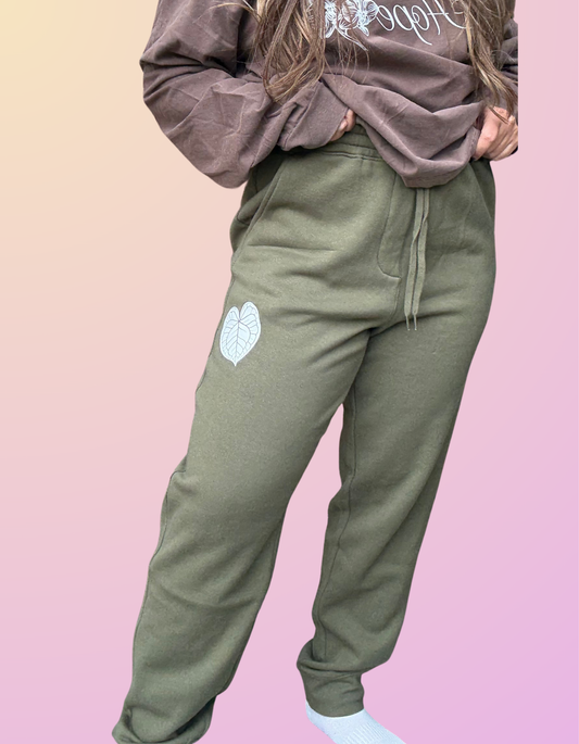 "Anthurium"  Army Green Sweatpants