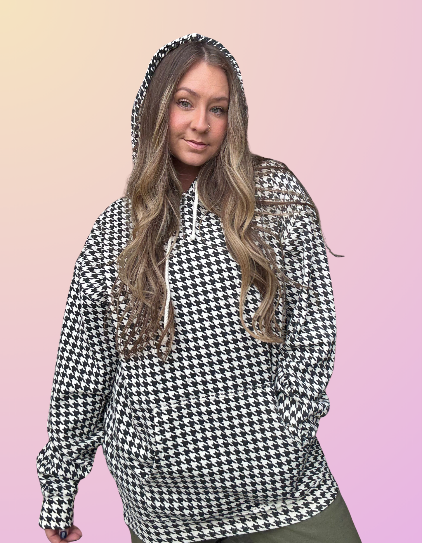 Oversized Houndstooth Hoodie