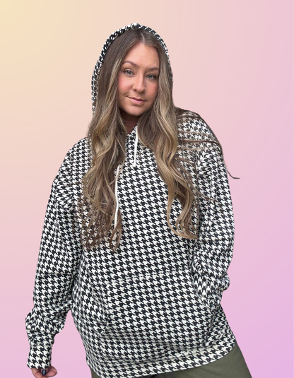 Oversized Houndstooth Hoodie