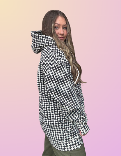 Oversized Houndstooth Hoodie