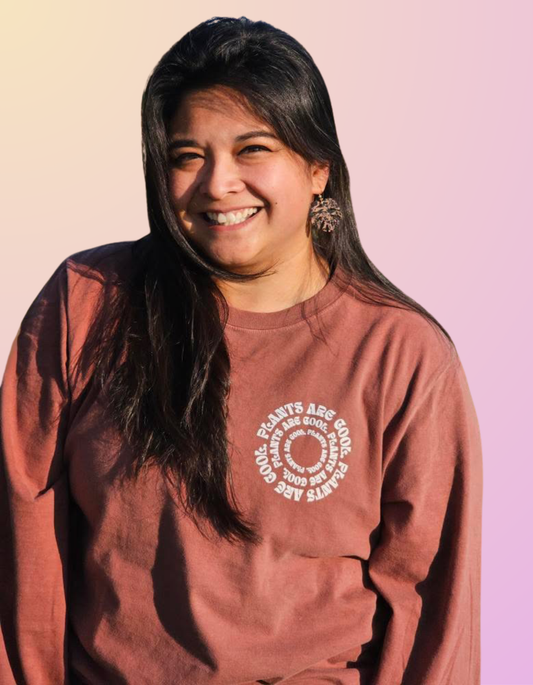 "Plants Are Cool" Washed Chestnut Long Sleeve Shirt