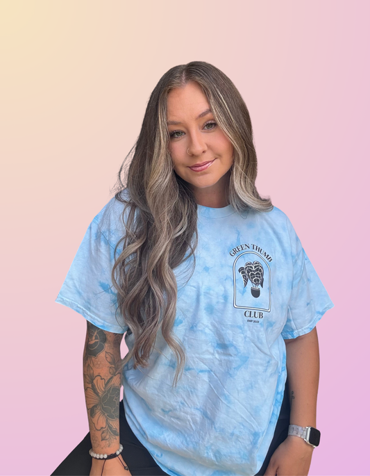 "Green Thumb Club" Crystal Carolina Blue Tee