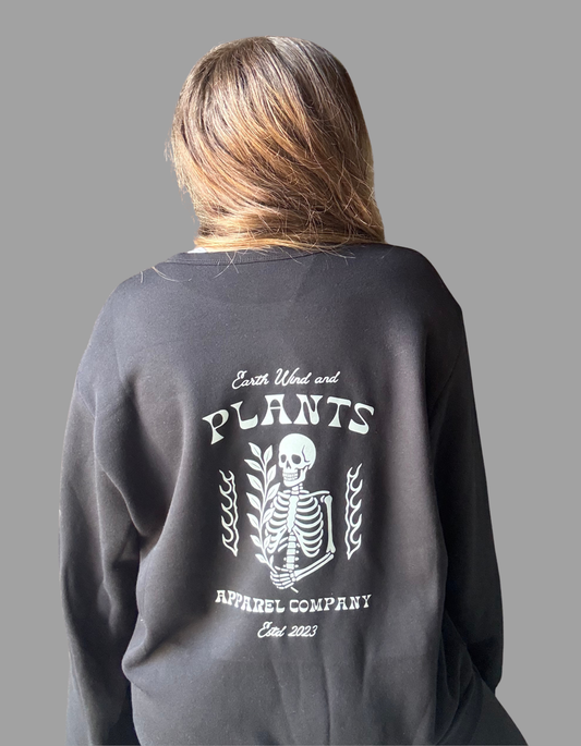 "Plant Skull" Black Crewneck