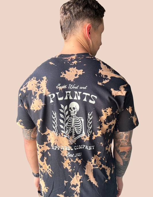 "Plant Skull" Black Bleached Tee