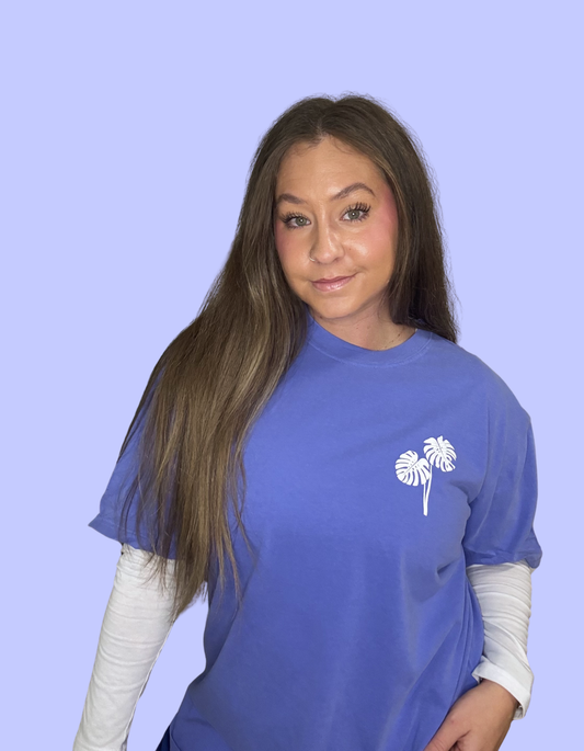 "Monstera" Periwinkle Tee