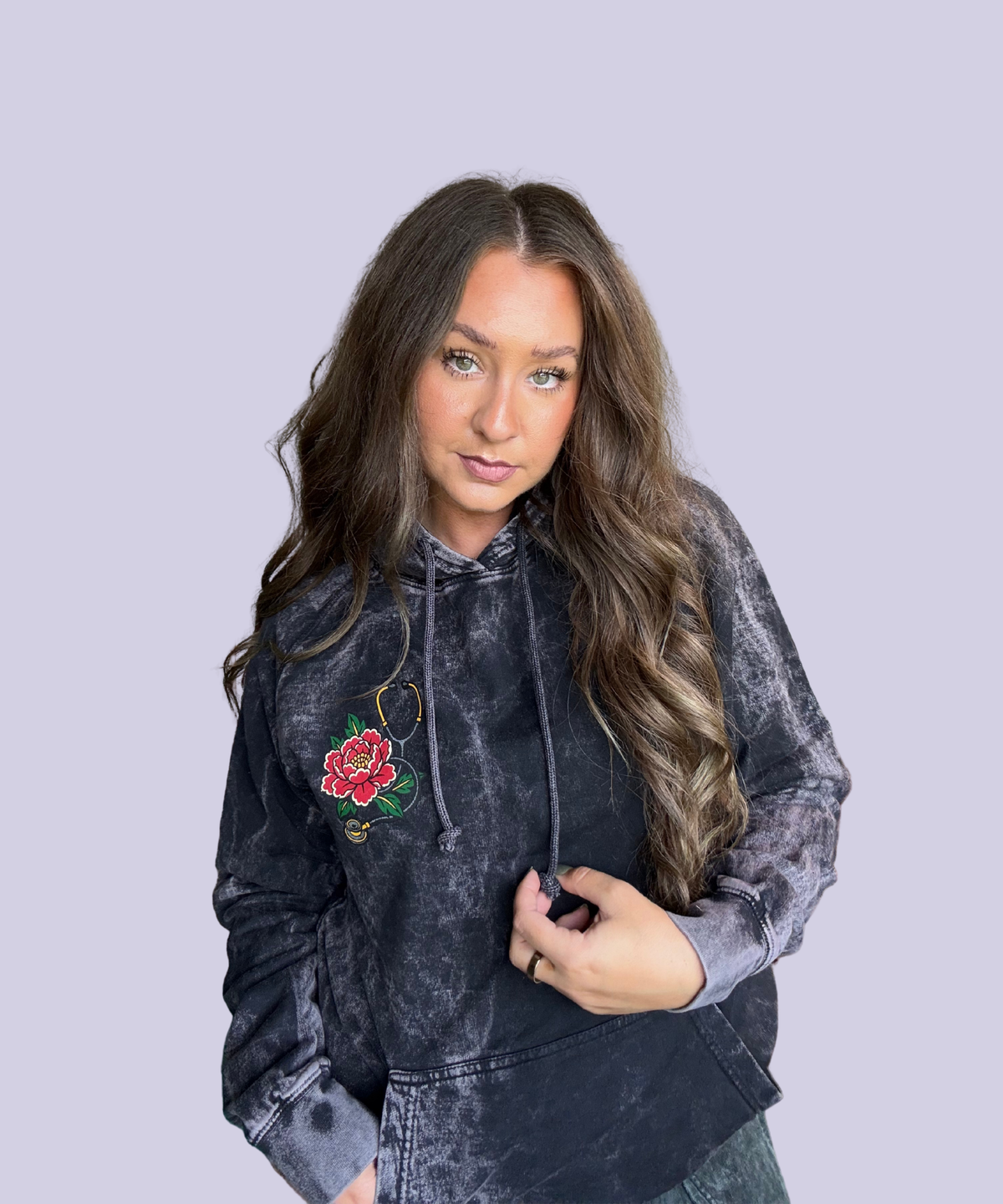 "Stethoscope" Mineral Cloud Black Hoodie