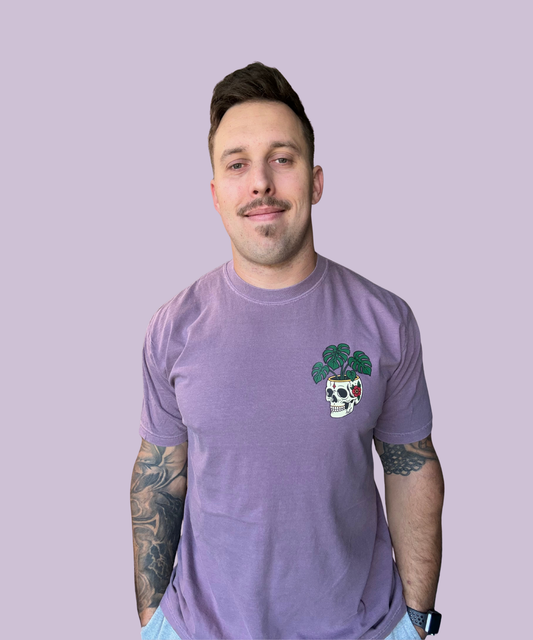 "Monstera Skull" Dusk Tee