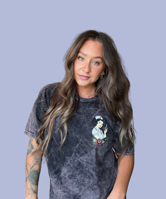 "Traditional Nurse" Vintage Cloud Black Tee